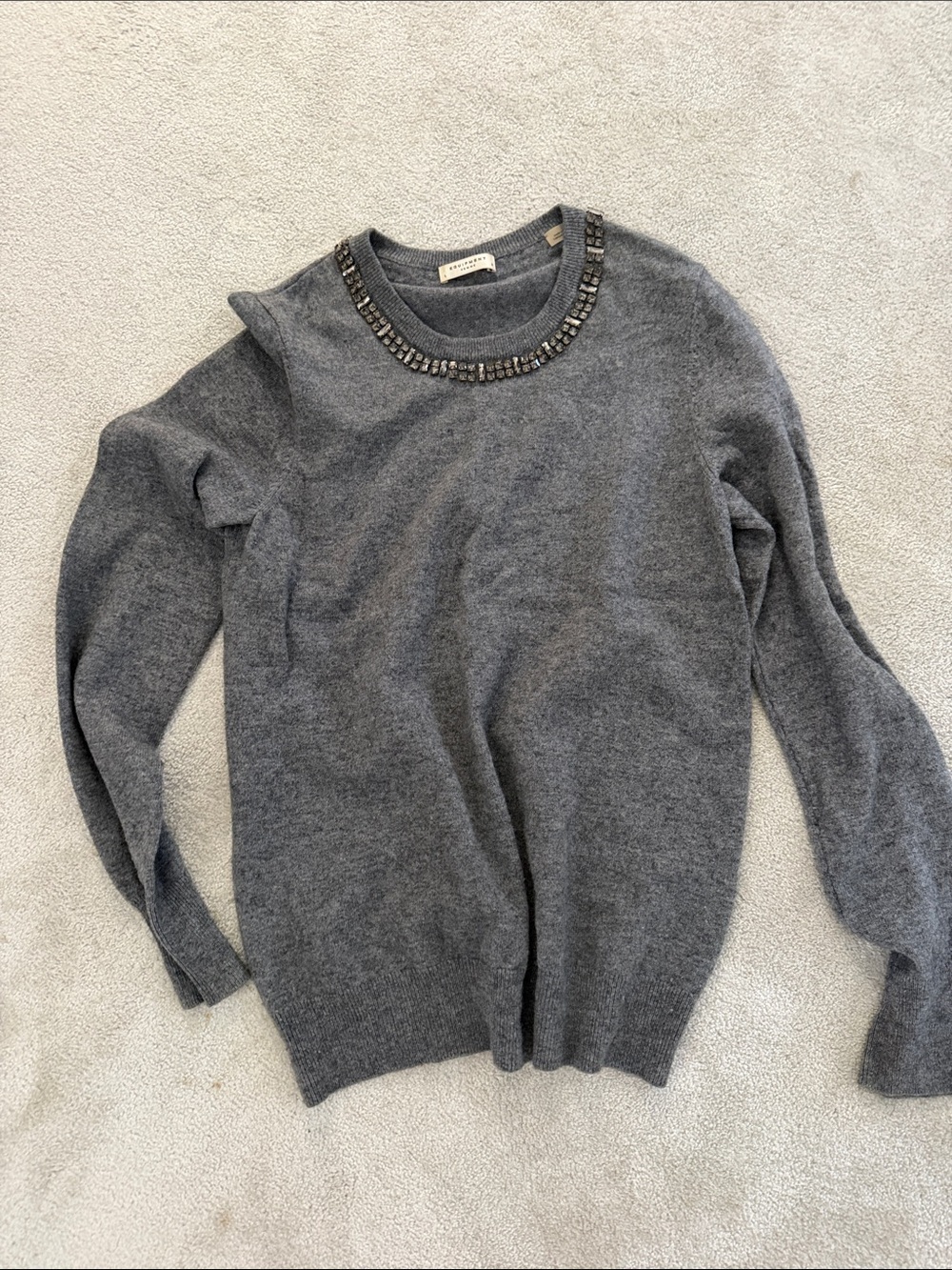 Equipment Size L/G Embellished Crewneck Sweater - Dark Gray